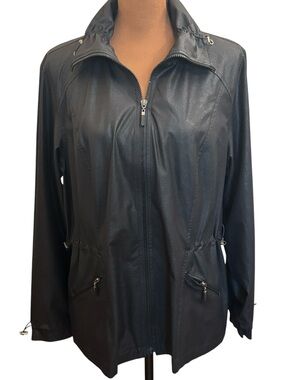 Zenergy‎ by Chico's Black Lightweight Windbreaker Jacket Size 2 (Women's 12)